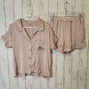 She + Sky Blush Leopard Pajama Set Small